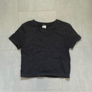 Forever 21 Black Ribbed Short Sleeve Tee